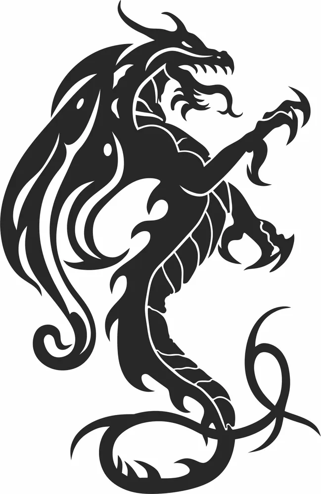 Dragon Clipart — full DXF linework preview