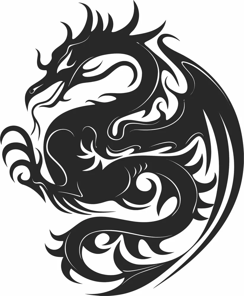 Dragon Wall Art — full DXF linework preview