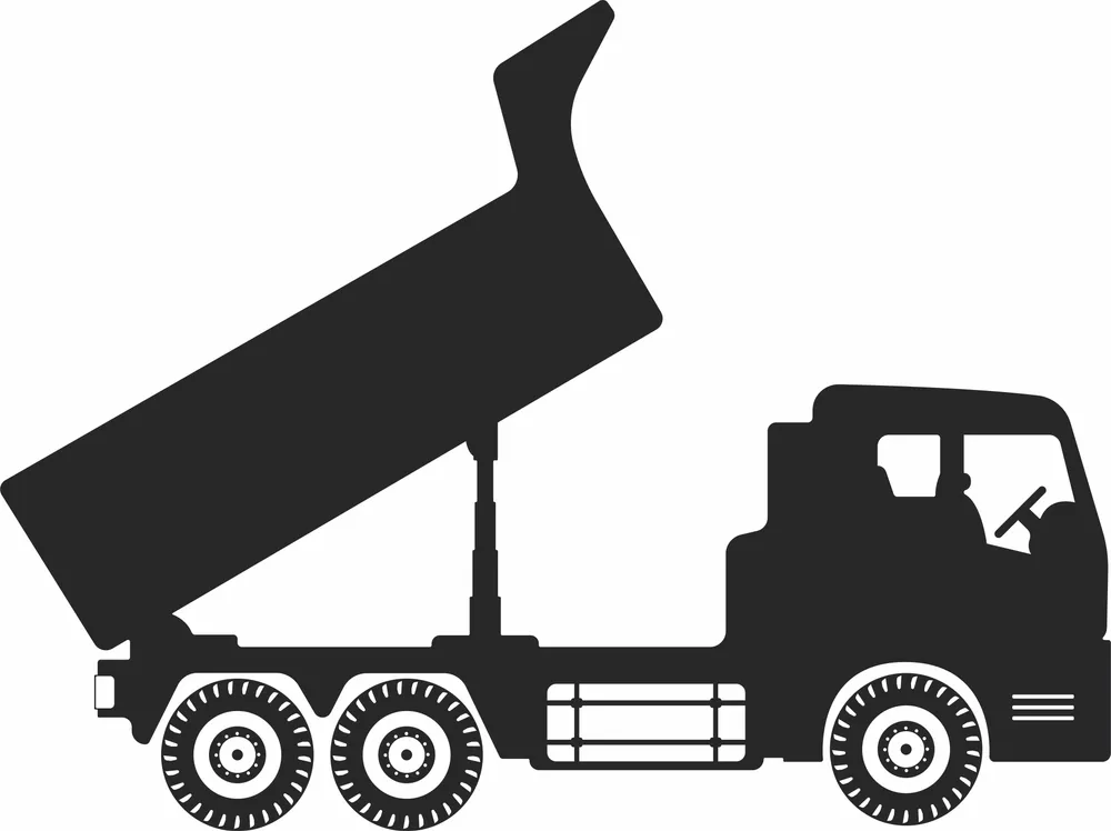 Dump Truck Construction Clipart — full DXF linework preview