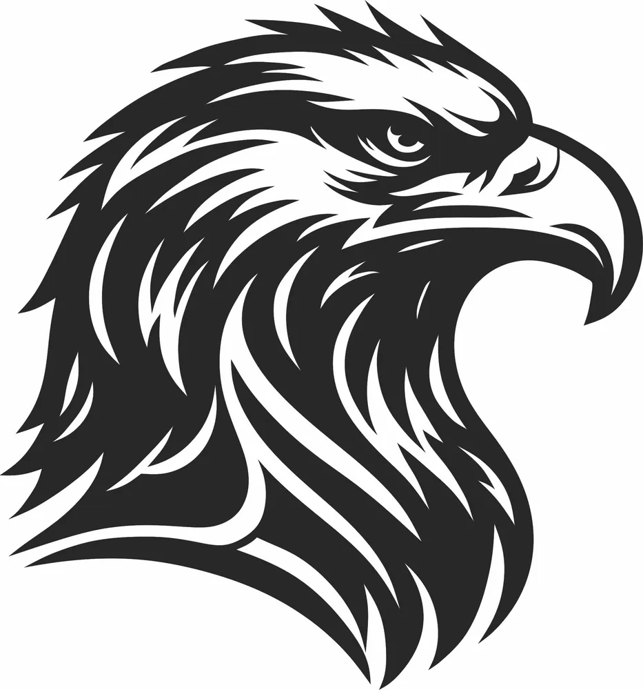 Eagle Face Silhouette — full DXF linework preview