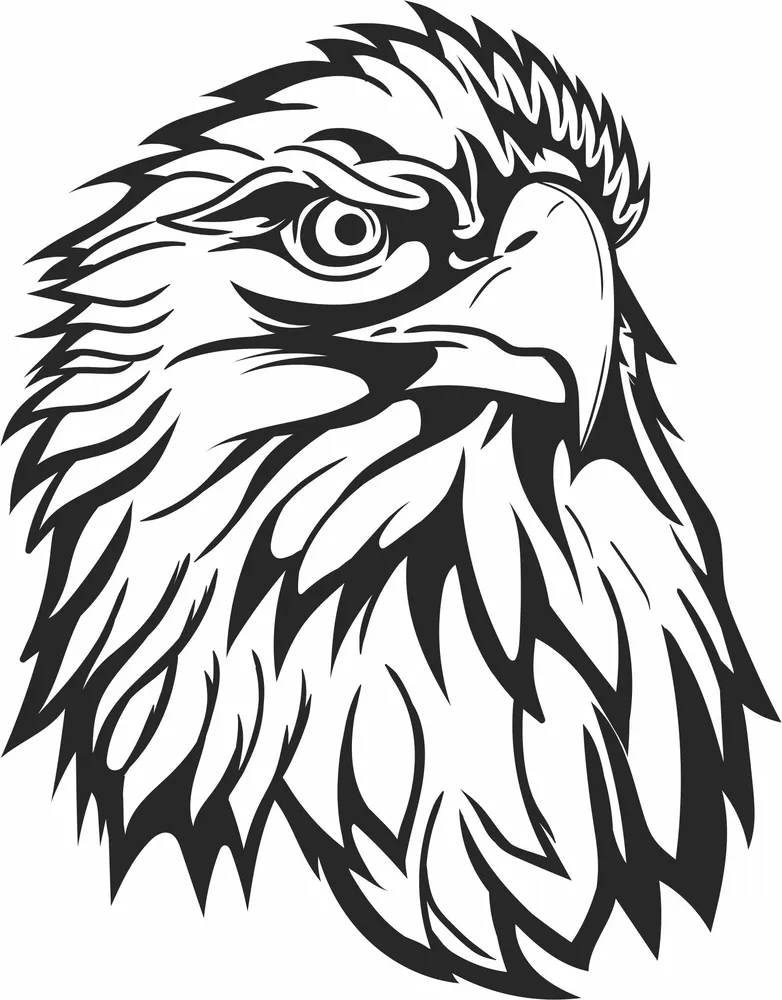 Eagle Face Silhouette — full DXF linework preview