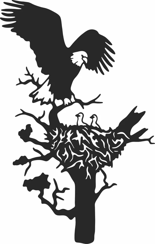 Eagle Nest Wild Clipart — full DXF linework preview