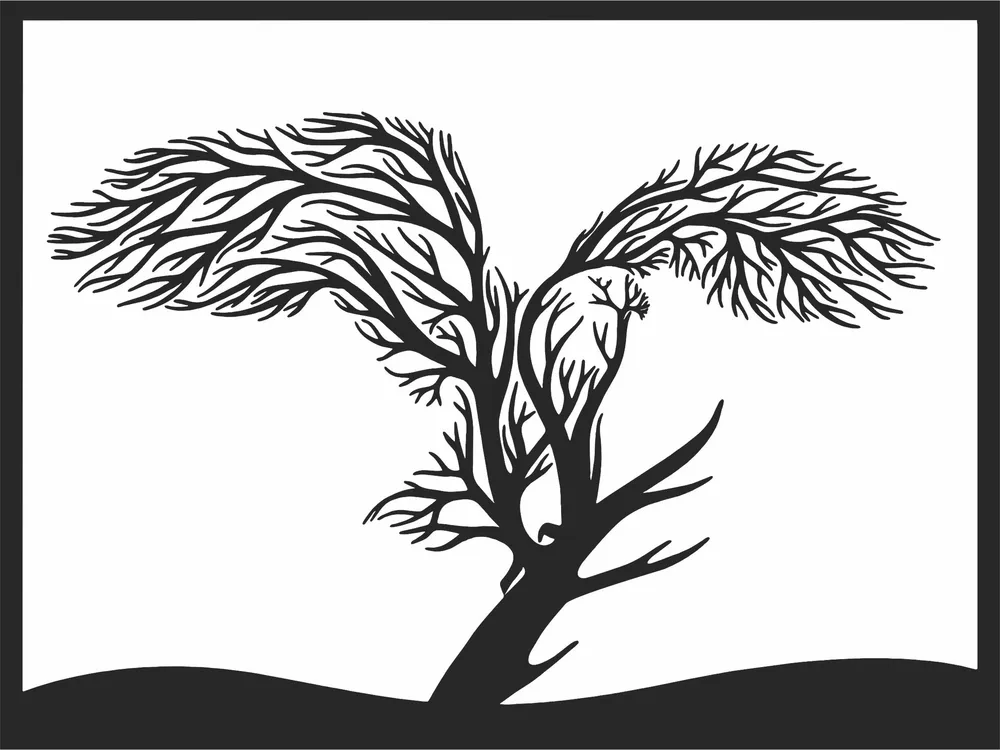 Eagle Tree Branches Wall Art — full DXF linework preview