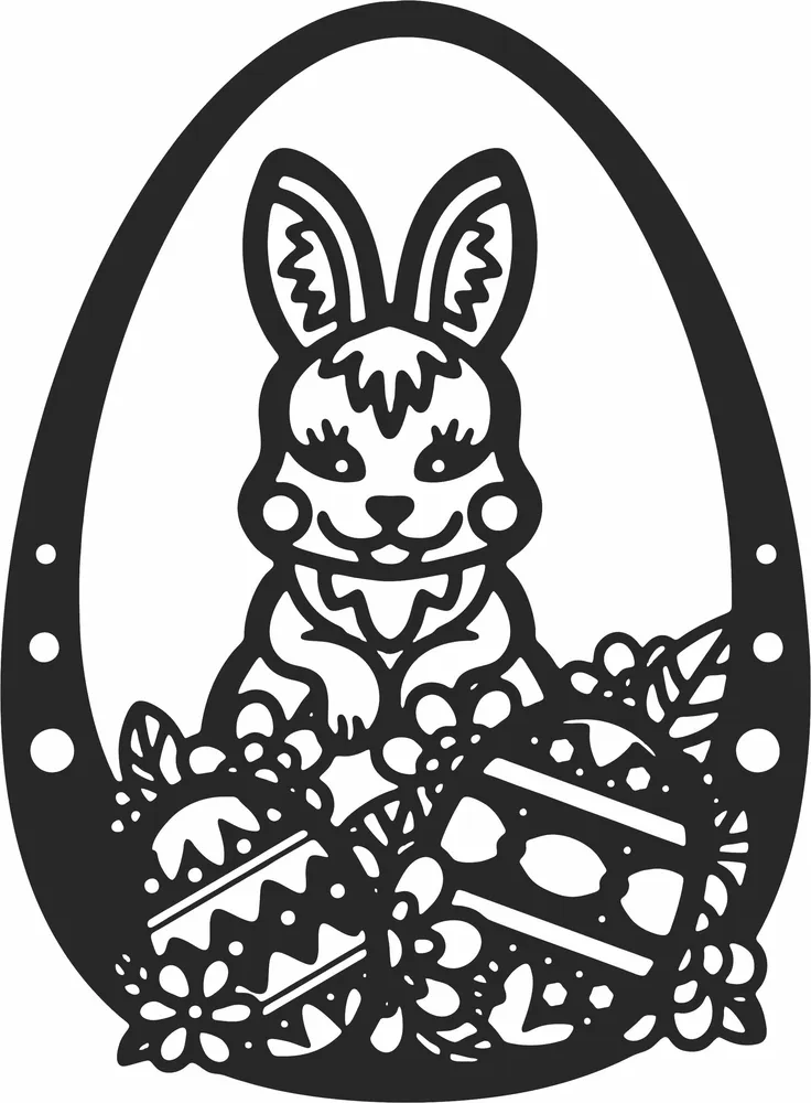 Easter Bunny Clipart — full DXF linework preview