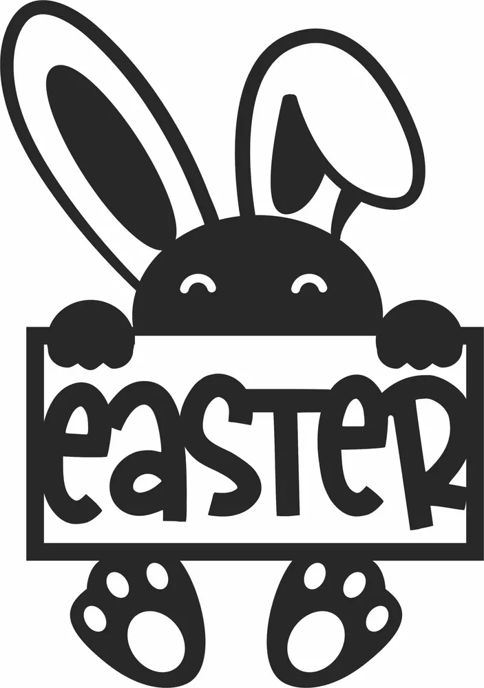 Easter Bunny Sign — full DXF linework preview