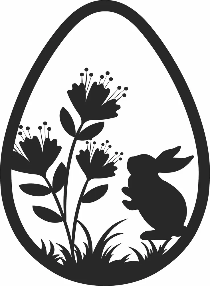 Easter Egg Bunny Design — full DXF linework preview