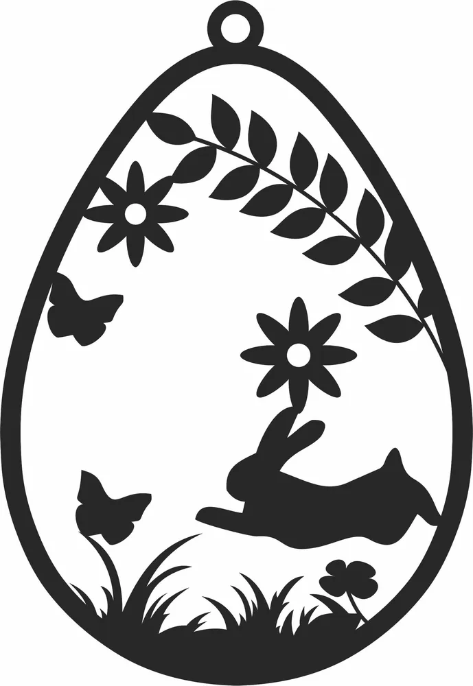Easter Egg Bunny Ornament — full DXF linework preview