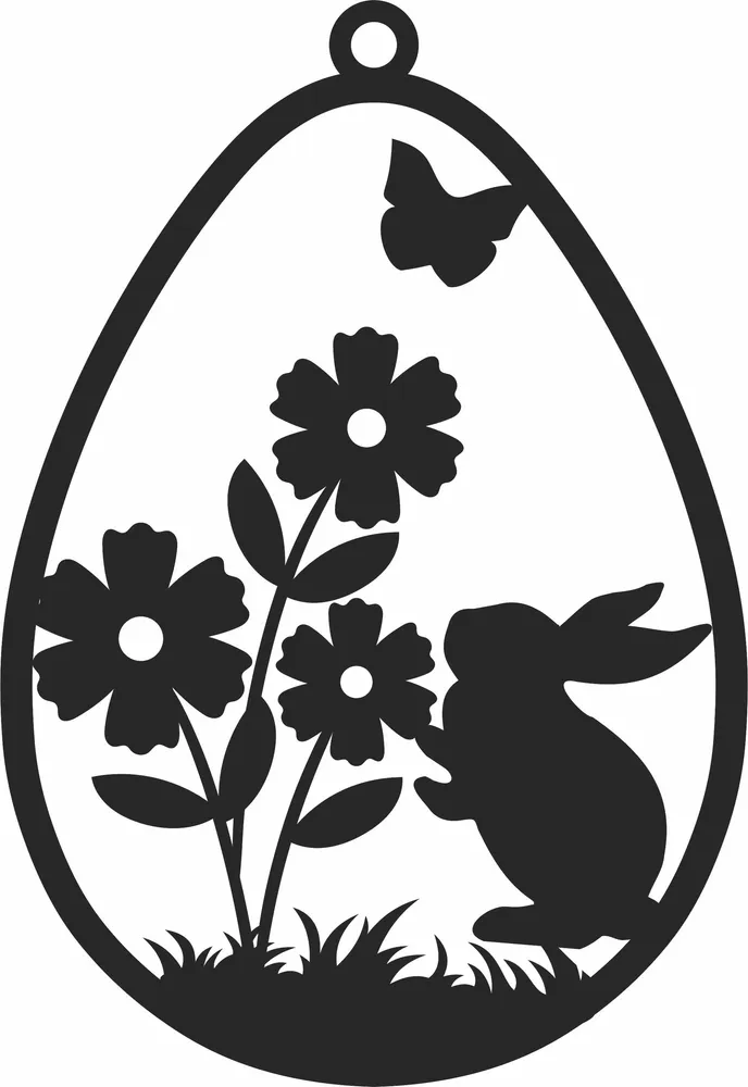 Easter Egg Bunny Ornament — full DXF linework preview