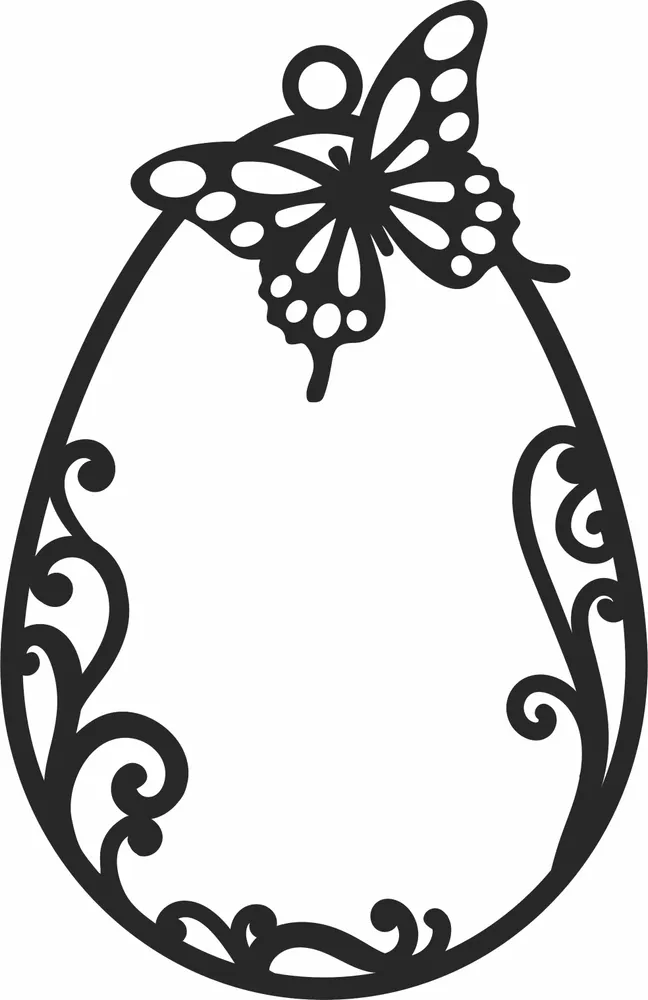 Easter Egg Butterfly Ornament — full DXF linework preview