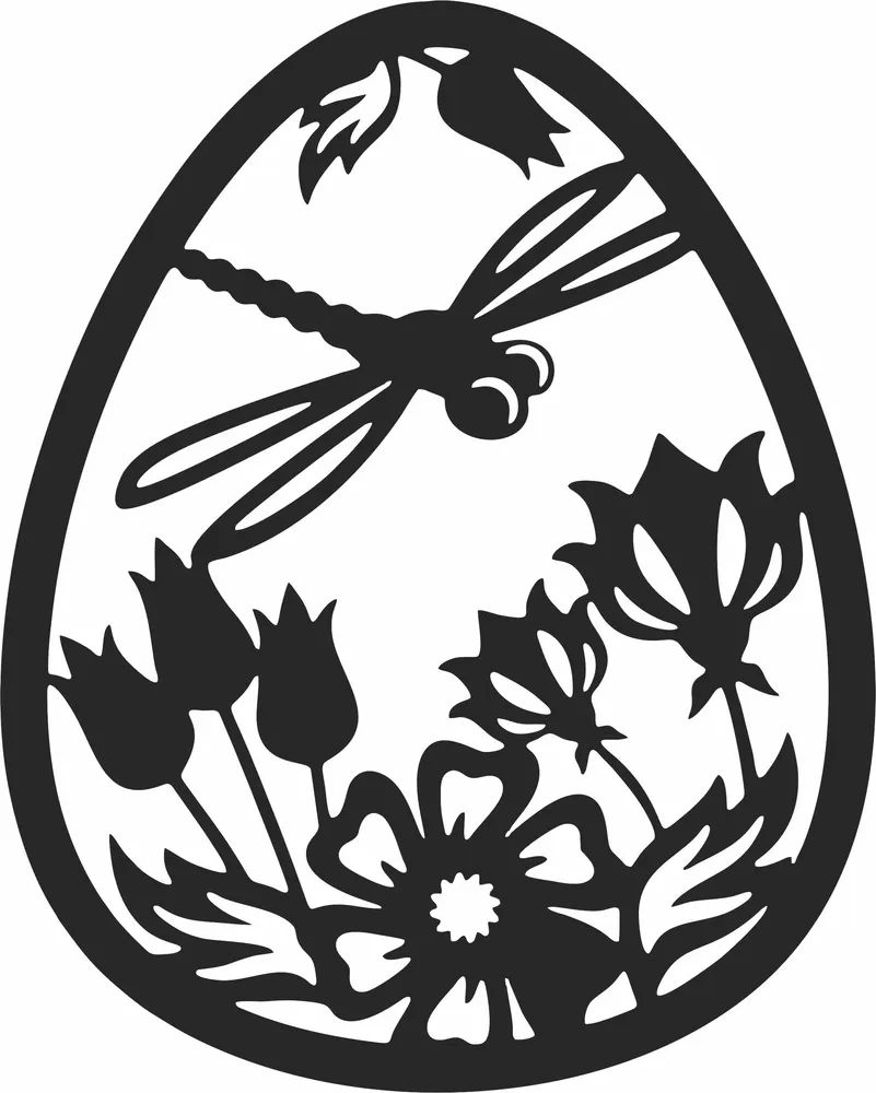 Easter Egg Decorating Flowers Design — full DXF linework preview