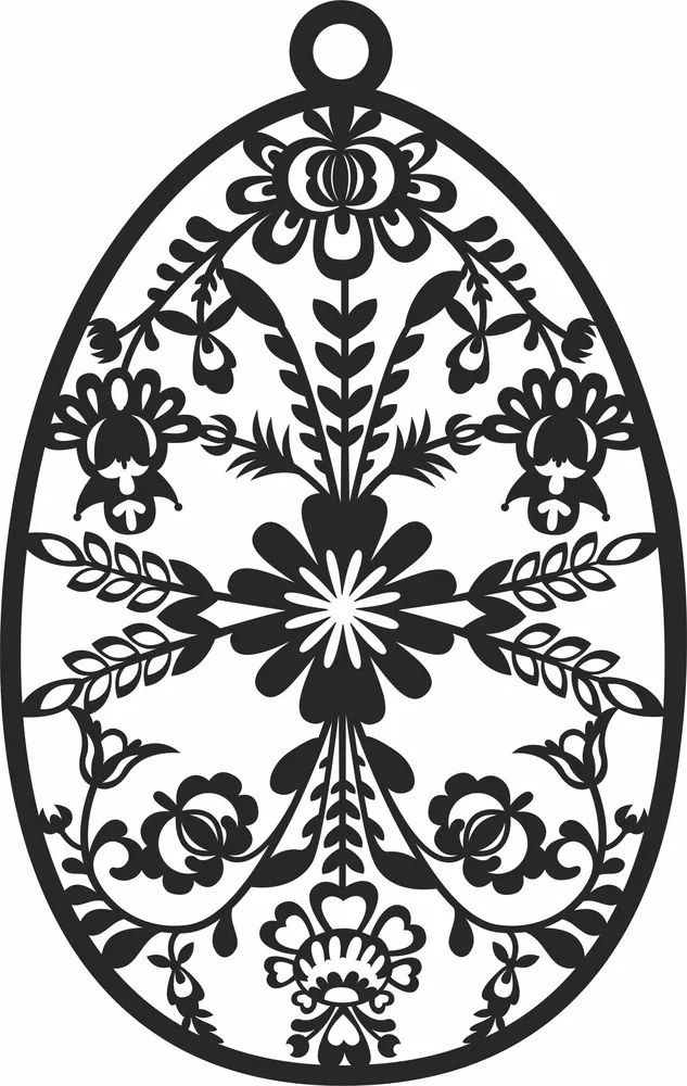 Easter Egg Decorative Ornament — full DXF linework preview