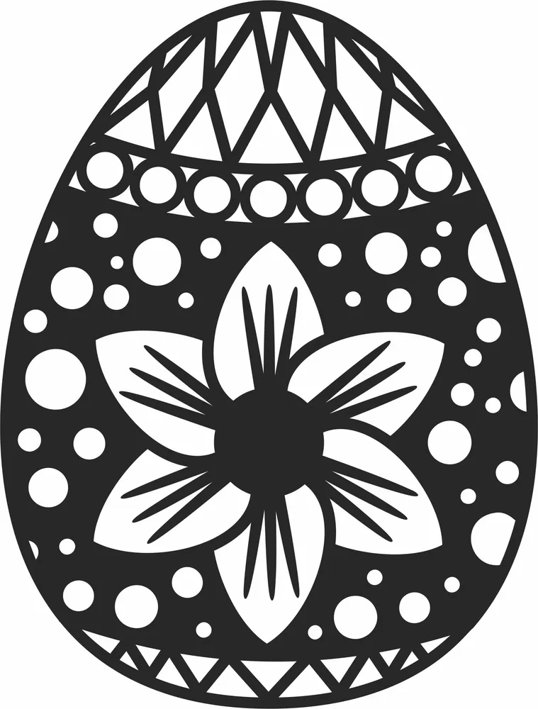 Easter Egg Decorative Ornament — full DXF linework preview
