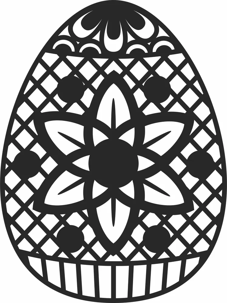 Easter Egg Flower Decorative Ornament — full DXF linework preview