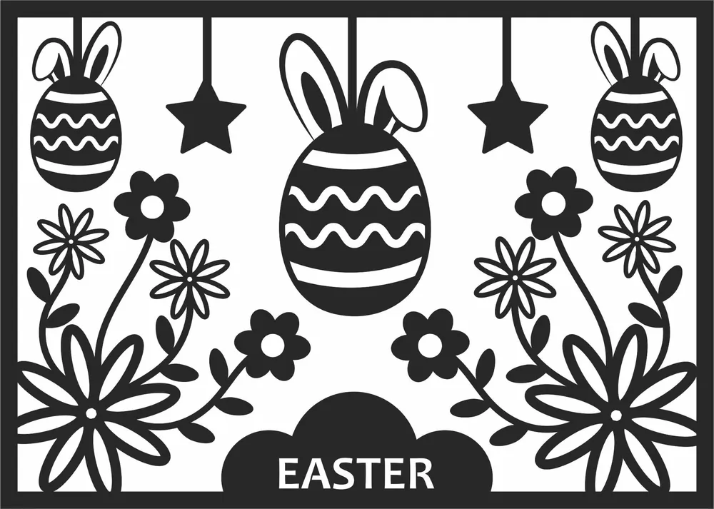 Easter Eggs Decoration Wall Art — full DXF linework preview