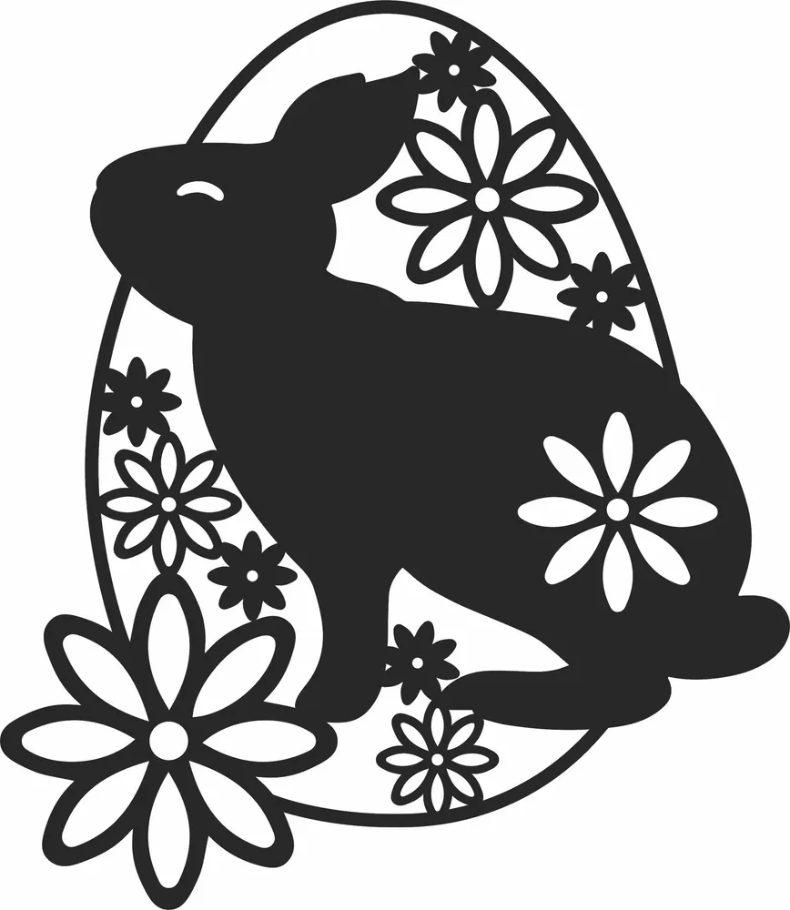 Easter in Floral Egg Clipart — full DXF linework preview
