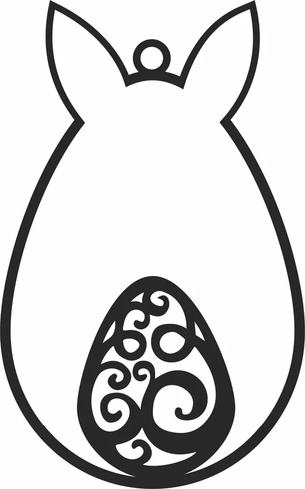 Easter Rabbit Eggornament Ornament — full DXF linework preview