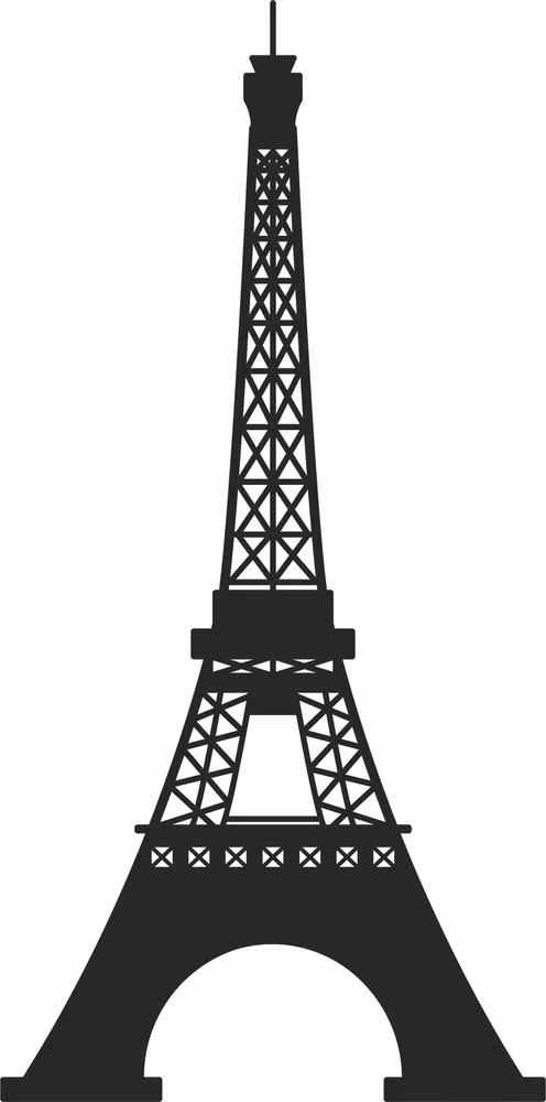 Eiffel Tower Paris France Global Landmark Silhouette — DXF linework preview