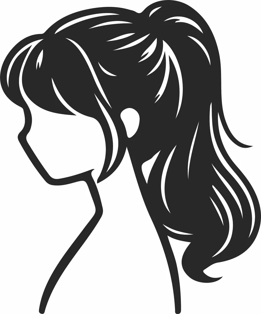 Elegant Hairstyle Silhouette — full DXF linework preview