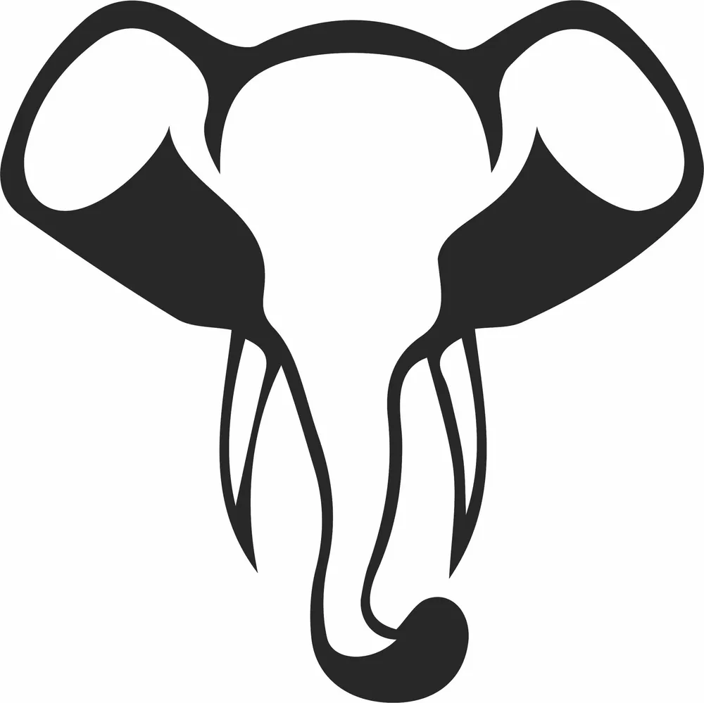 Elephant Face Silhouette — full DXF linework preview