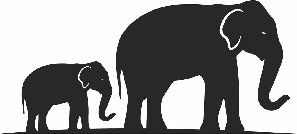 Elephant Family Silhouette — DXF linework preview