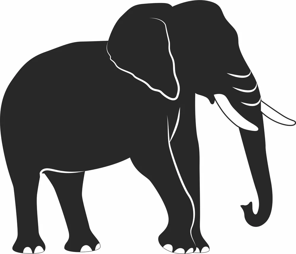 Elephant Illustration Silhouette — full DXF linework preview