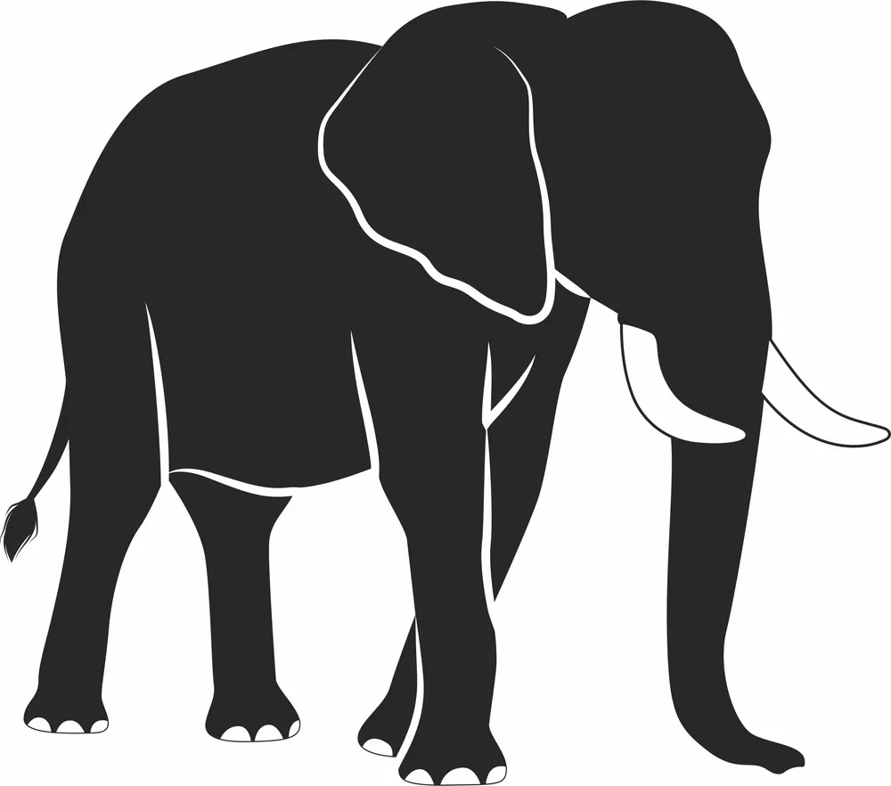 Elephant Illustration Silhouette — full DXF linework preview