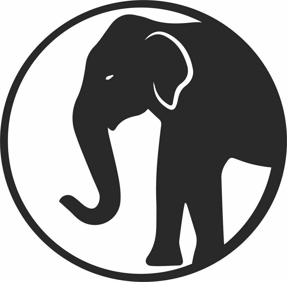 Elephant in Circle Clipart — full DXF linework preview