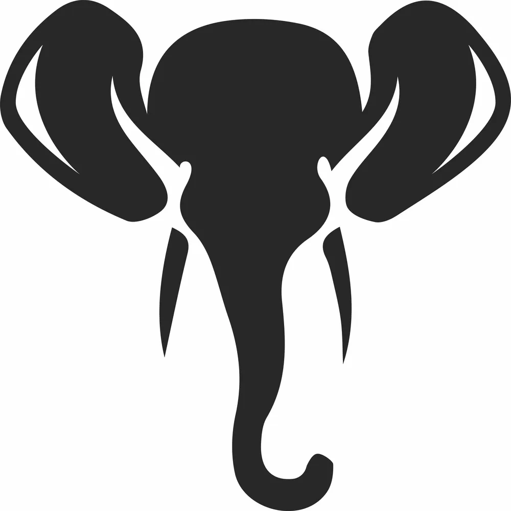 Elephant Silhouette — full DXF linework preview