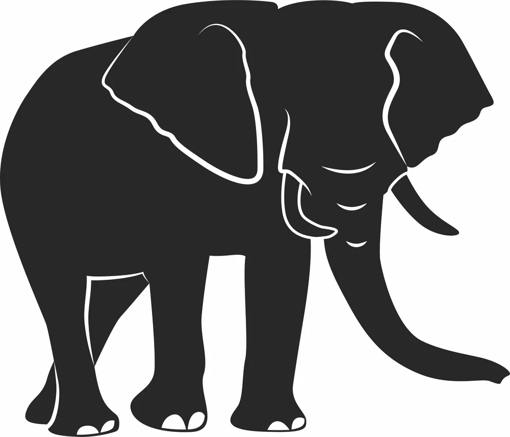 Elephant Silhouette — full DXF linework preview