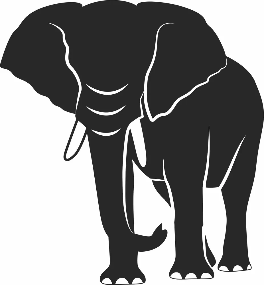 Elephant Silhouette — full DXF linework preview