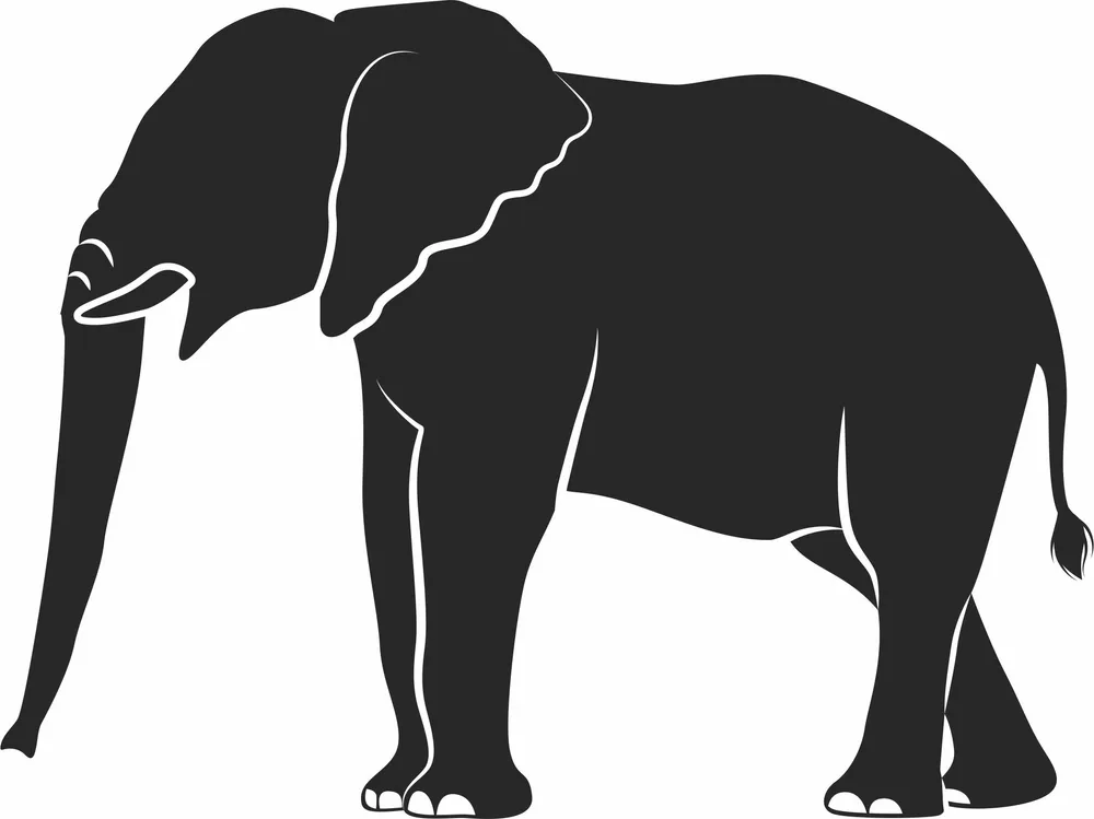 Elephant Silhouette — full DXF linework preview