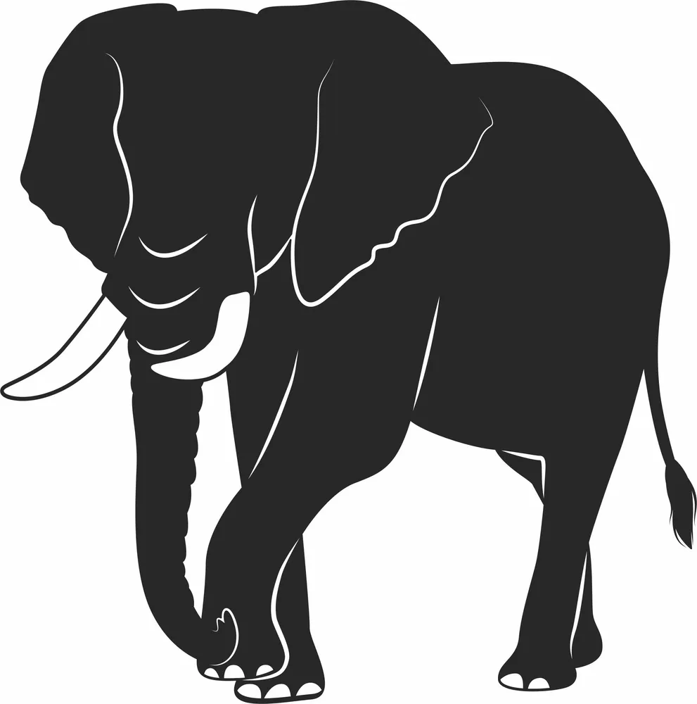 Elephant Silhouette — full DXF linework preview