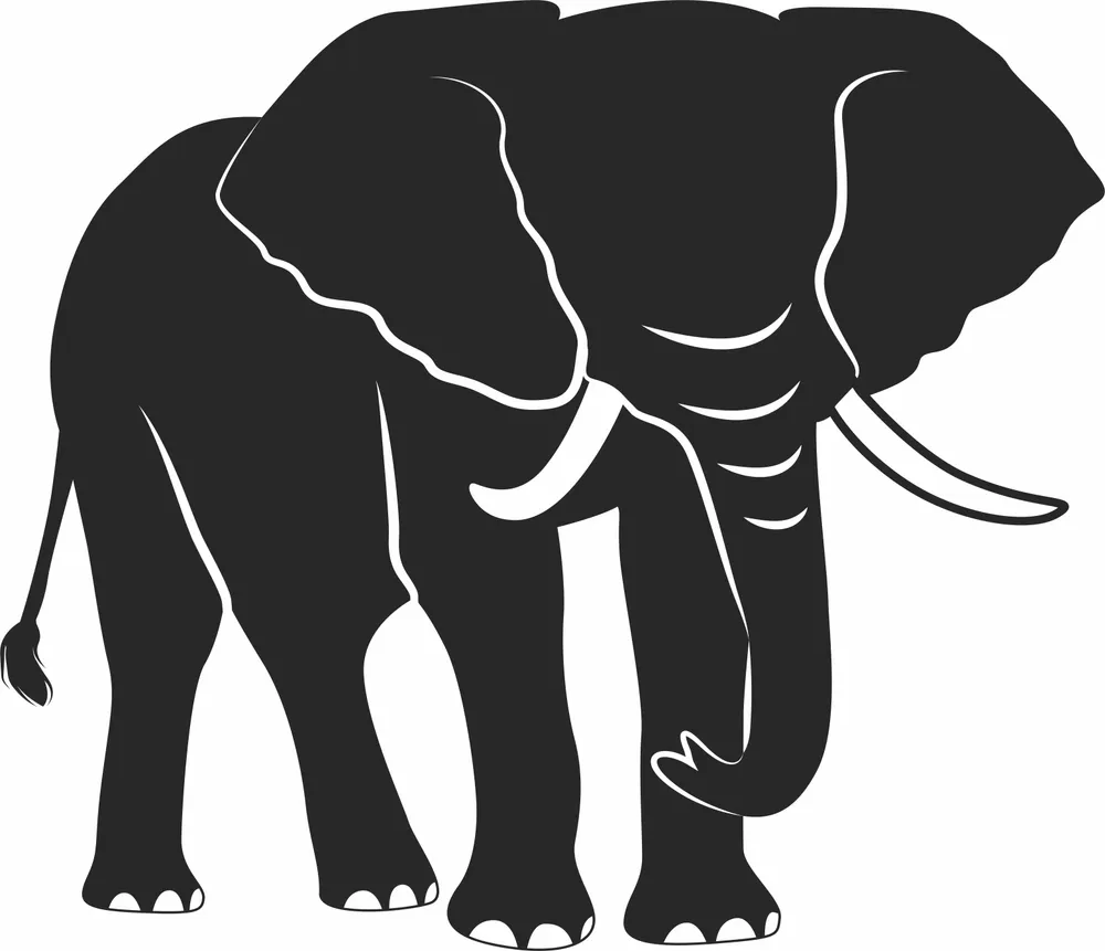 Elephant Silhouette — full DXF linework preview