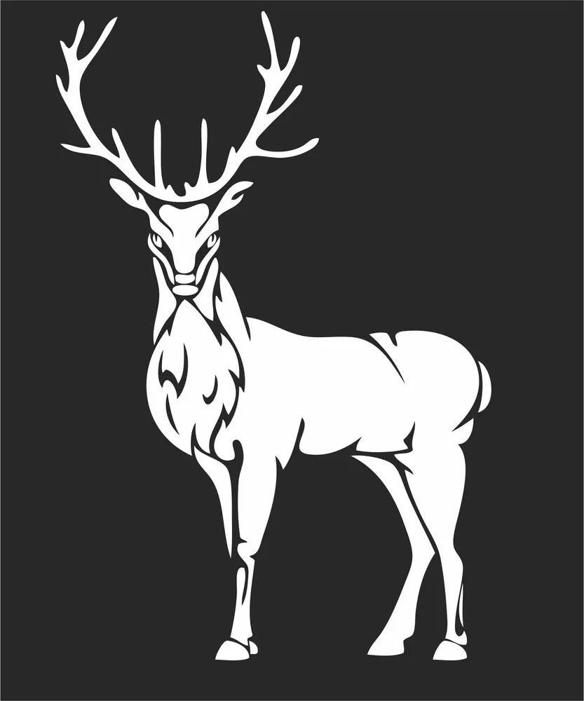 Elk Stag Wall Art — full DXF linework preview