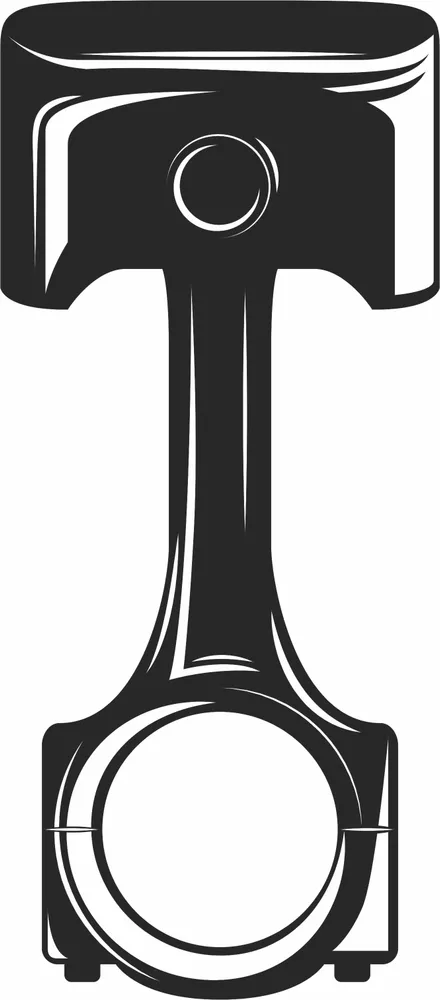 Engine Piston and Connecting Rod Silhouette — full DXF linework preview
