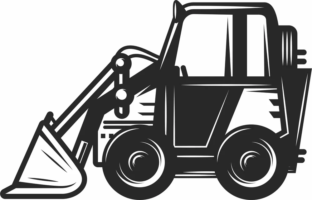 Excavator Construction Clipart — full DXF linework preview