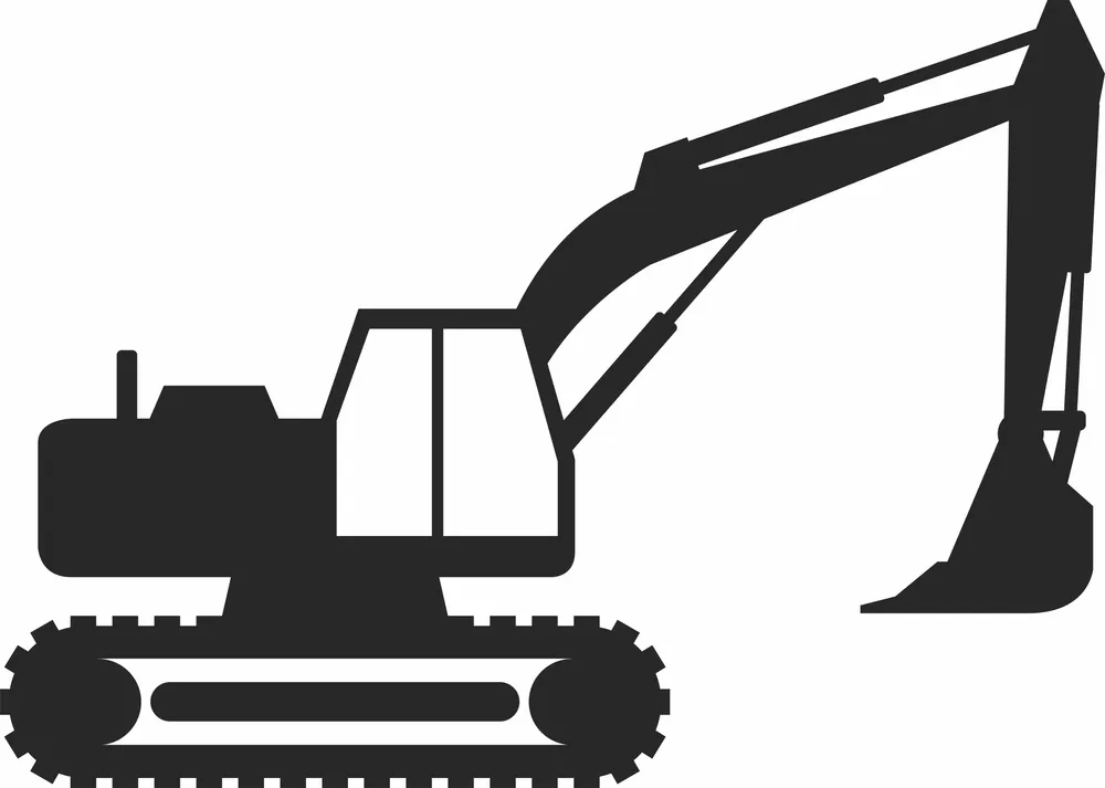 Excavator Silhouette — full DXF linework preview