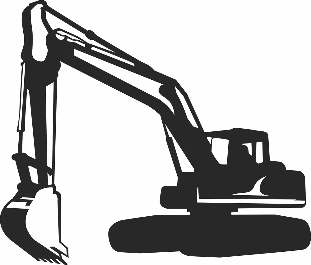 Excavator Wall Art — full DXF linework preview