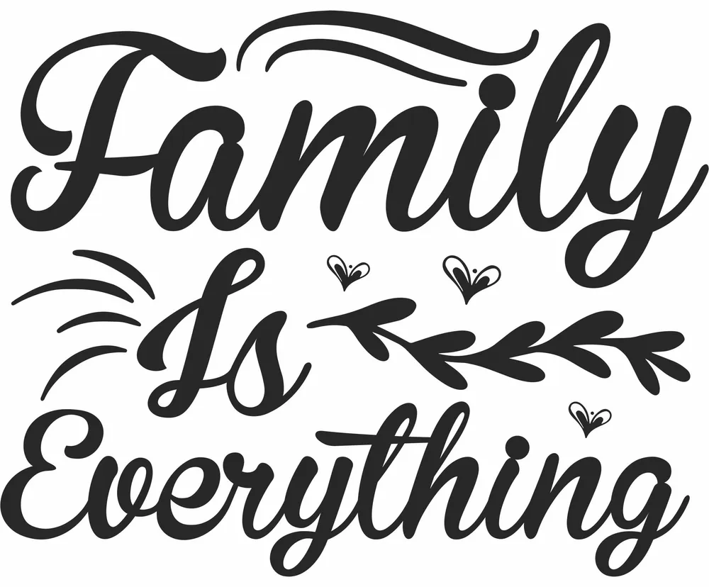 Family Is Everything Typography Clipart — DXF linework preview