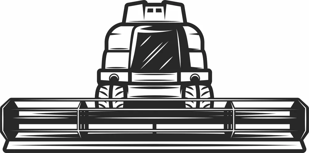 Farm Combine Harvester Clipart — full DXF linework preview