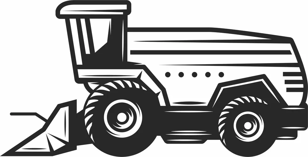 Farm Harvester Clipart — full DXF linework preview