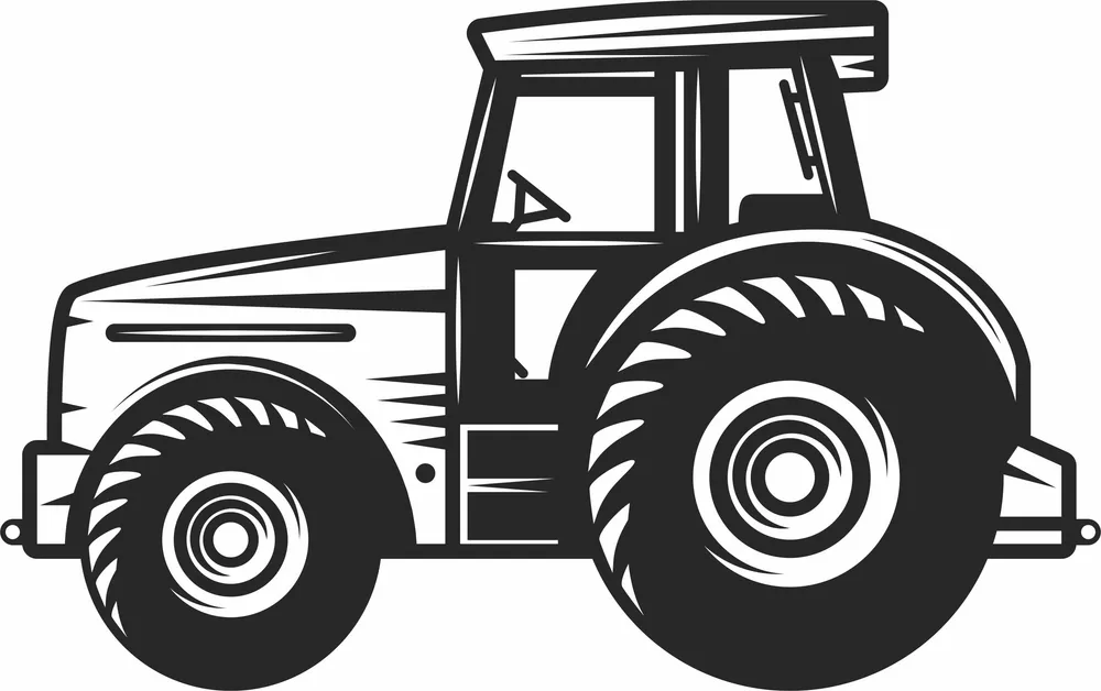 Farm Tractor Clipart — full DXF linework preview