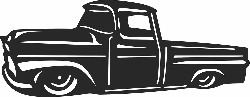 Farm Truck Retro Clipart — full DXF linework preview