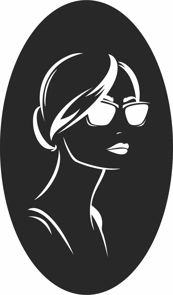 Fashion Girl Wearing Sunglasses Clipart — full DXF linework preview