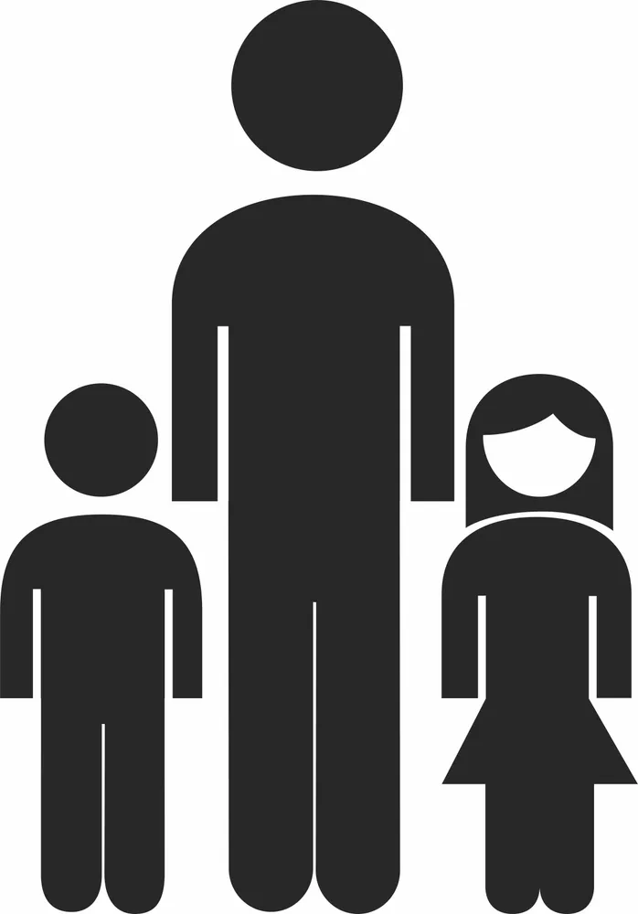 Father Kids Silhouette — full DXF linework preview