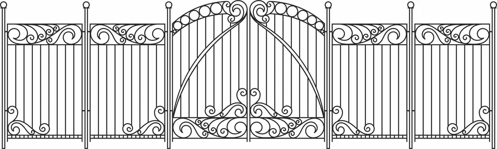 Fence Gate Pattern — full DXF linework preview