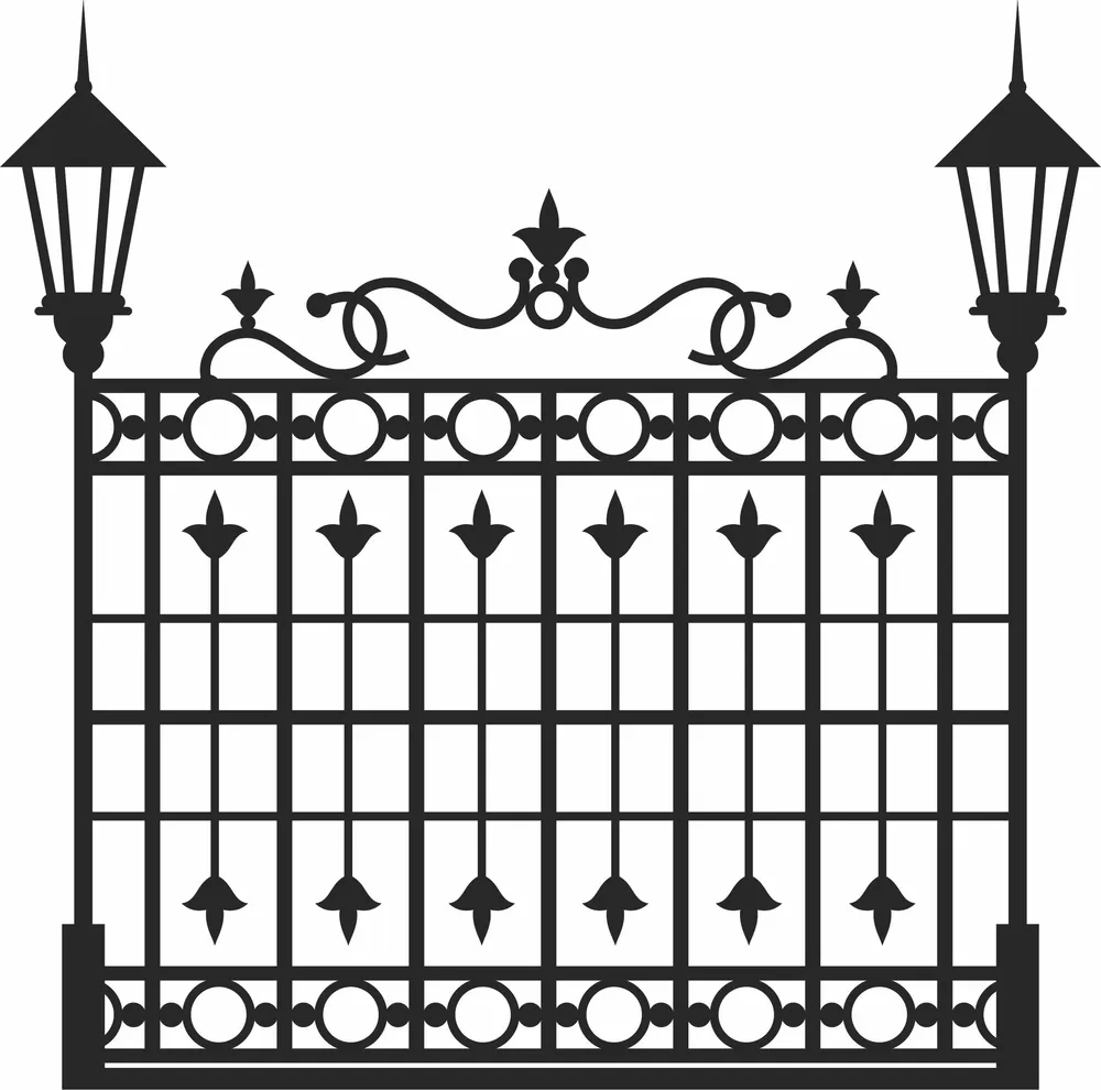 Fence Gate Pattern — full DXF linework preview