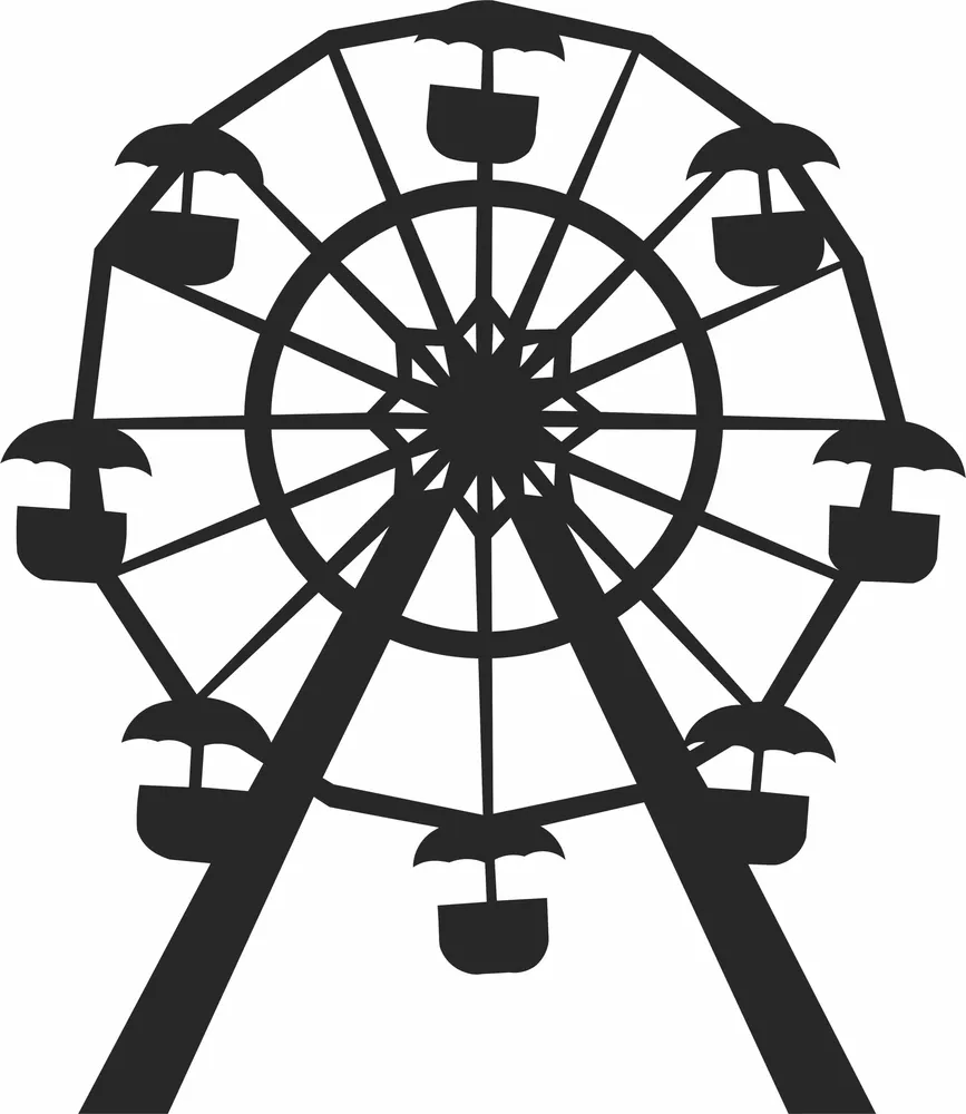 Ferris Wheel Park Clipart — full DXF linework preview