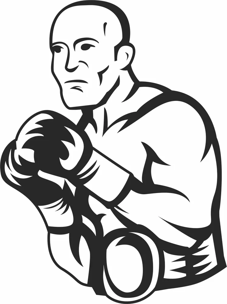Fighter Boxer Man Clipart — full DXF linework preview