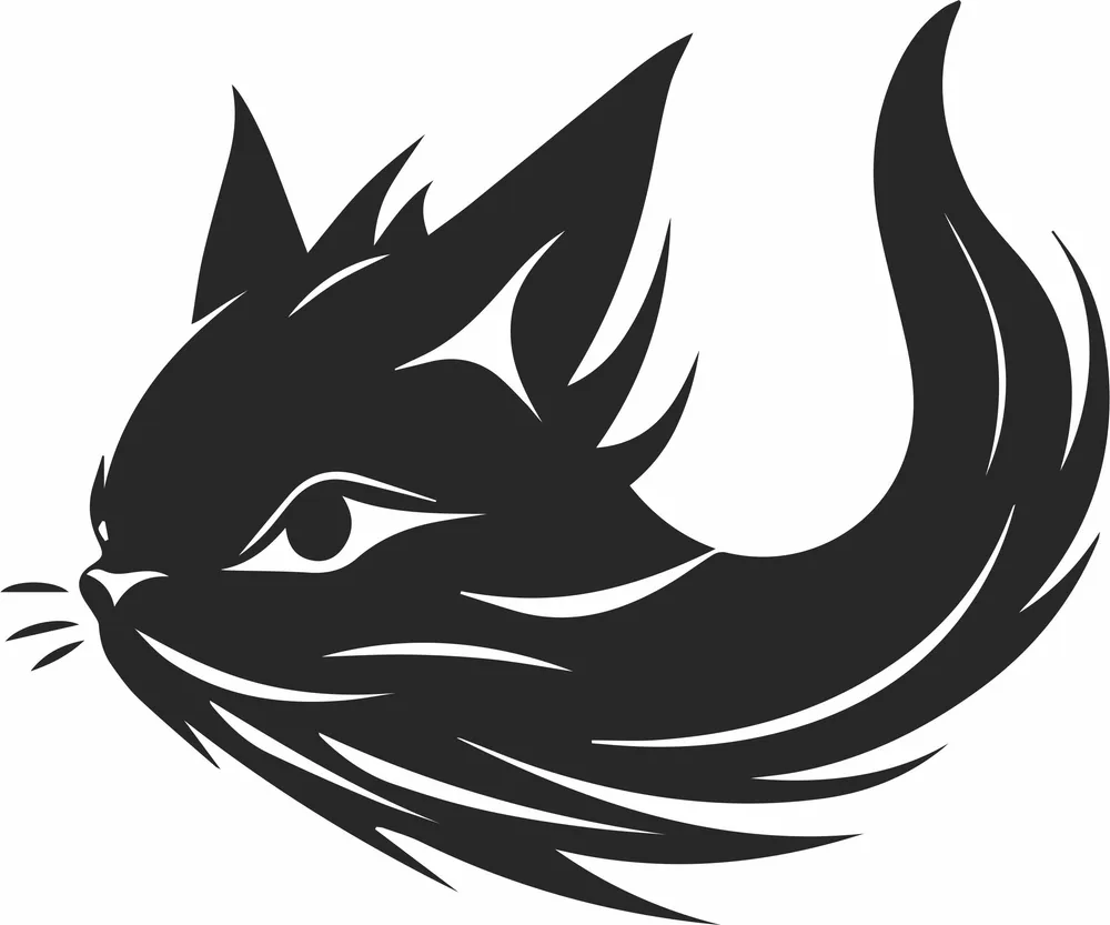 Fish Cat Animal Silhouette — full DXF linework preview